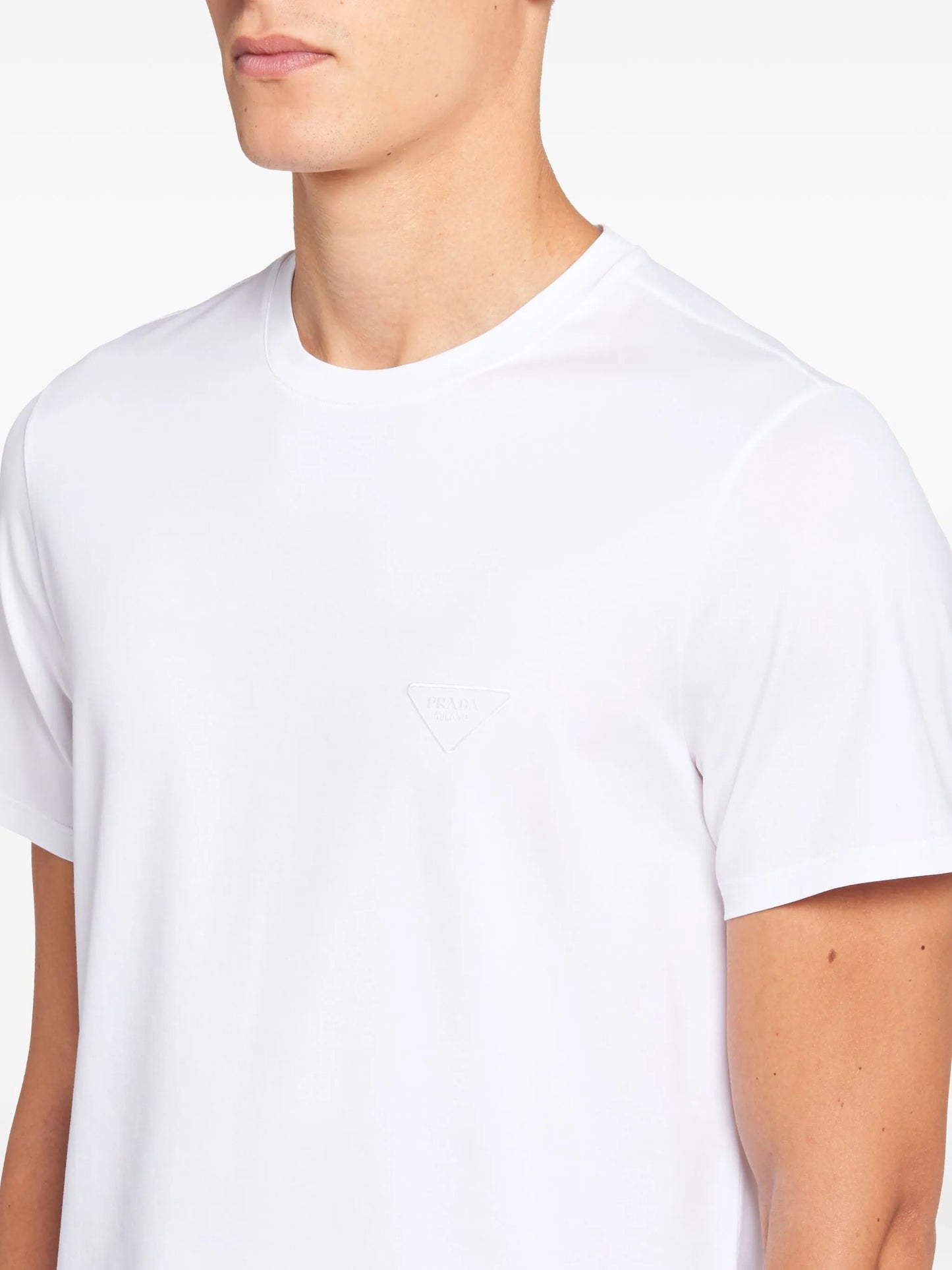Prada Stretch-Cotton T-Shirt (White)