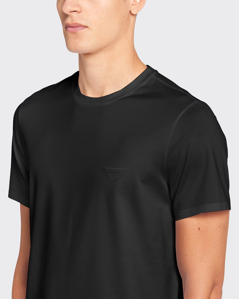 Prada Stretch-Cotton T-Shirt (Black)